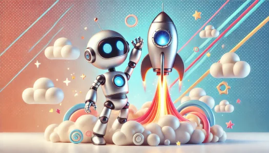 Caching robot met raket