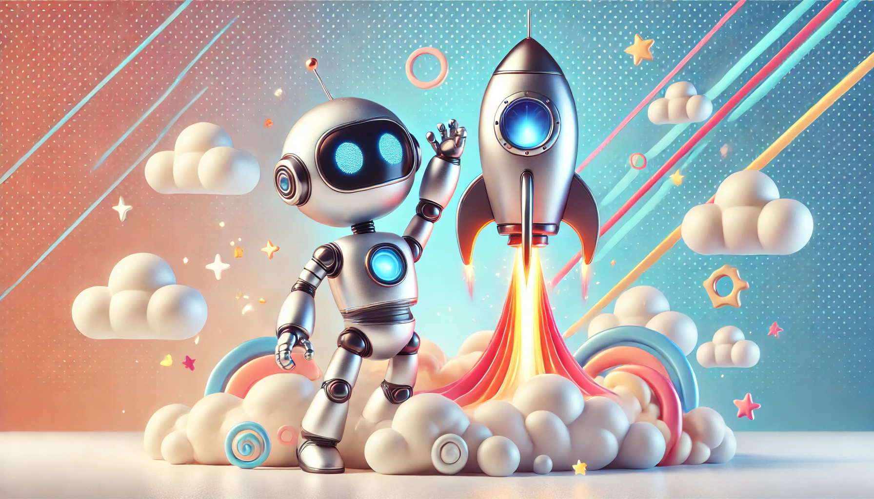 Caching robot met raket